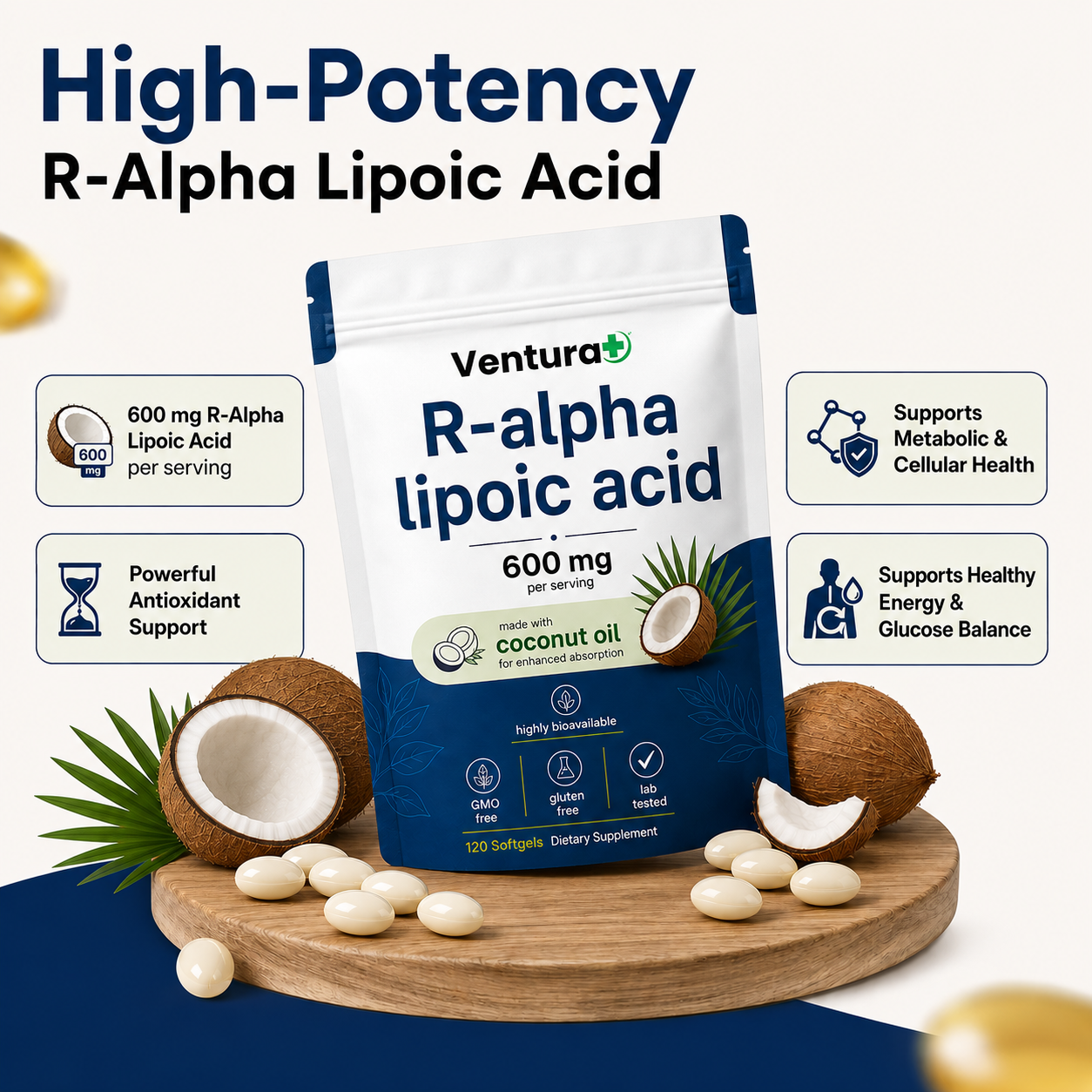 R-alpha Lipoic Acid- 600mg Softgels